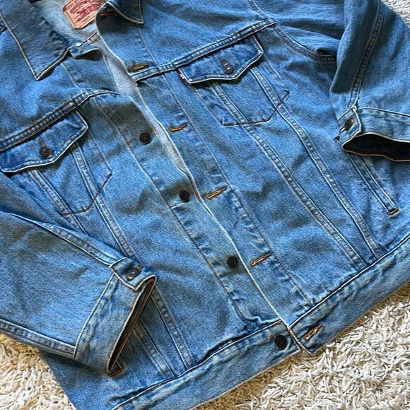 Vtg 1990s Levi's 70507 Blue Denim Jean Trucker Jacket XL - Picture 4 of 12